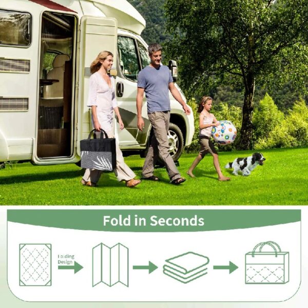 6'x9' Outdoor Rugs Patio Waterproof Outside Mat Reversible Plastic Camping Carpet,Black & Grey