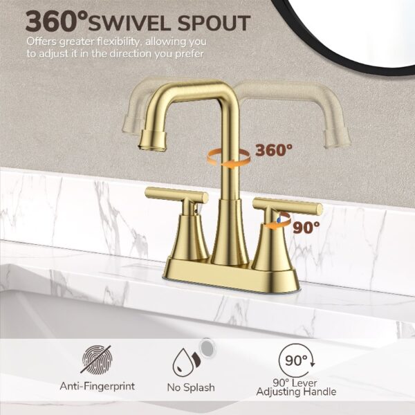 Bathroom Sink Faucet, 4 inch Matte Black Bathroom Faucets with Pop-up Drain and Supply Lines, Stainless Steel 2-Handle Centerset Faucet for Bathroom Faucet 3 Hole