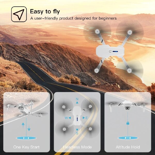 Drone with Dual 4K HD Cameras, FPV Foldable Drone for Kids Adults RC Quadcopter for Beginners with 2 Batteries and Carrying Case, Gray