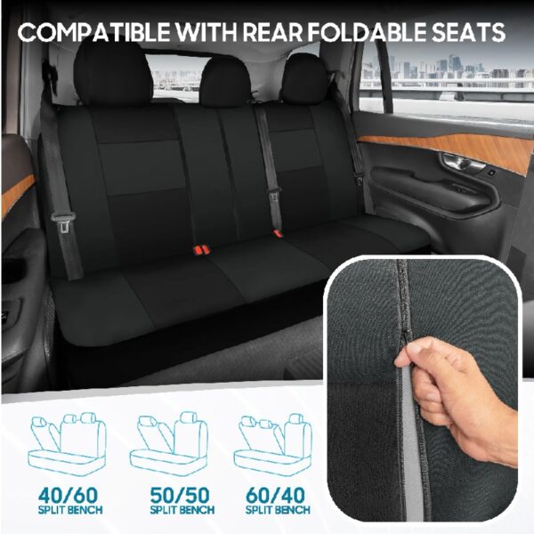 PolyPro Car Seat Covers Full Set in Charcoal on Black – Front and Rear Split Bench for Cars, Easy to Install Cover Set, Accessories Auto Trucks Van SUV