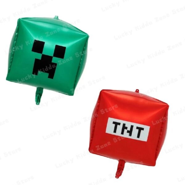2/4/6Pcs 4D Miner Crafting Balloon 22 Inch Pixel Game Balloons Set For Kids Baby Shower Boys Birthday Party Decoration Supplies