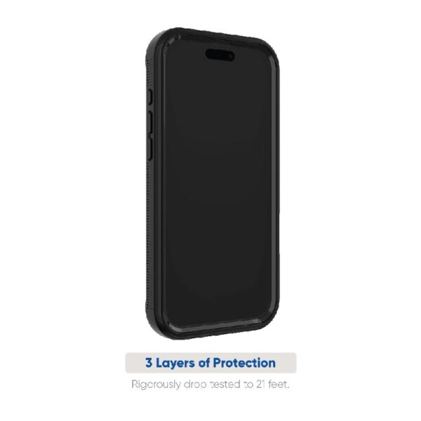 Rugged Phone Case with Holster for iPhone 16 Pro Max - Black