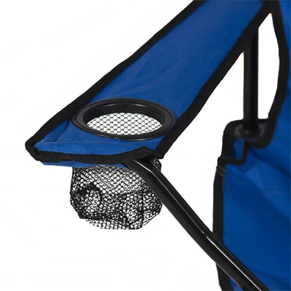Double Camping Chair, Folding Camp Chair with Removable Umbrella, Cup Holders, Cooler Bag, Side Pocket & Carry Bag, 2-Person Beach Chair for Outdoor, Sports, Concerts, Travel, Picnic (Blue)