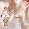 Women Watch Fashion Rose Gold Diamond Analog Quartz Female Watch for Women Luxury Dress Ladies Stainless Steel Luminous Waterproof Date Wrist Watches Green Dial