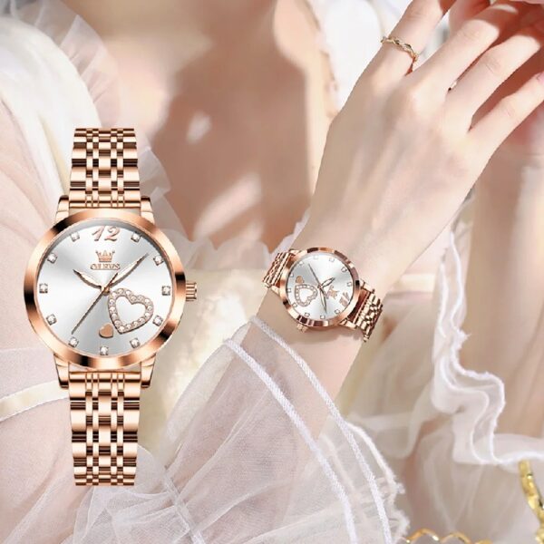 Women Watch Fashion Rose Gold Diamond Analog Quartz Female Watch for Women Luxury Dress Ladies Stainless Steel Luminous Waterproof Date Wrist Watches Green Dial
