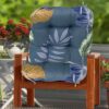 Outdoor Patio Cushion, Rocking Chair Cushion Set, Tufted Pads, Set of Upper and Lower with Ties Pack of 2 (2 Sets) - Back 21