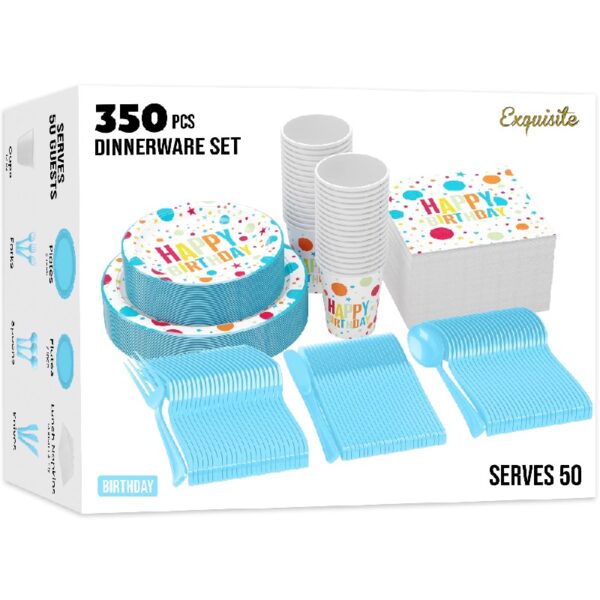 Exquisite 350 Piece Easter Plastic Disposable Party Plates & Dinnerware Combo Set