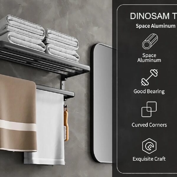 Towel Rack for Bathroom Towel Holder for Bathroom Wall Mounted,Black Towel Bar Storage