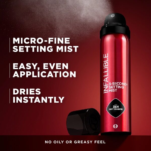 (3 pack) Infallible 3- Second Setting Mist with Microfine, up to 36H Wear, Clear, 1.76 fl oz
