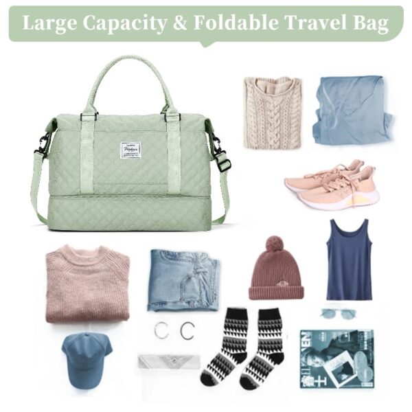 164c9eafe0f8467abd41b32d0176ade3 Weekender Bags for Women, Travel Duffel Bags with Shoe Compartment,Personal Item Travel Bag for Airlines, Carry on Overnight Tote Bag for women,Beige&Brown