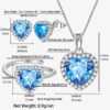 Women Heart Jewelry Set Necklace Earrings Ring 925 Sterling Silver February Birthstone Amethyst Wife Mother Birthday Valentine's Day Gift