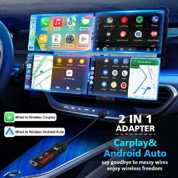 Universal Portable Wireless Apple Carplay Android Auto Adapter Dongle In Car