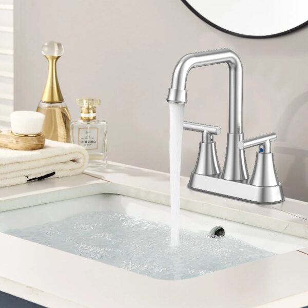 Bathroom Sink Faucet, 4 inch Matte Black Bathroom Faucets with Pop-up Drain and Supply Lines, Stainless Steel 2-Handle Centerset Faucet for Bathroom Faucet 3 Hole