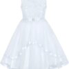 Flower Girls Dress Blue Belted Wedding Party Bridesmaid 12