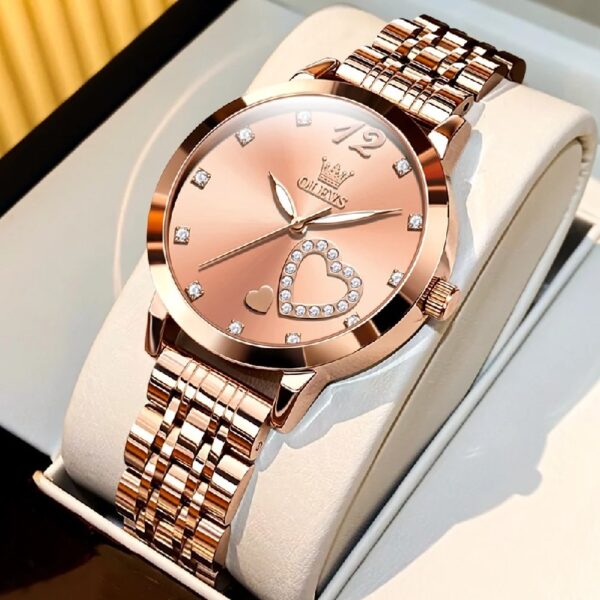 Women Watch Fashion Rose Gold Diamond Analog Quartz Female Watch for Women Luxury Dress Ladies Stainless Steel Luminous Waterproof Date Wrist Watches Green Dial