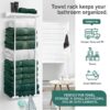 Livhil Wall Towel Rack for Rolled Towels, New Upgrade Towel Racks for Bathroom Wall Mounted, Bathroom Bar Towel Storage, Metal Bath Towel Holder for Folded Large Towel Washcloths, Black