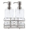Clear Lotion Pump 2-Piece Set with Brushed Nickel Caddy
