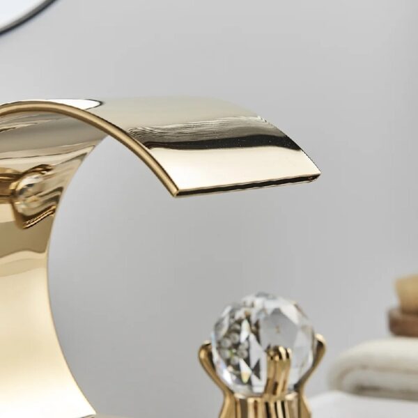 Widespread Bathroom Basin Faucet Crystal Handle Sink Mixer Tap Chrome Finish