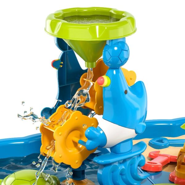 Sand Water Table for Toddlers, 4 in 1 Sand Table and Water Play Table, Kids Table Activity Sensory Play Table Beach Sand Water Toy for Outdoor Backyard for Toddlers Age 2-4 Gift