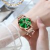 Women Watch Fashion Rose Gold Diamond Analog Quartz Female Watch for Women Luxury Dress Ladies Stainless Steel Luminous Waterproof Date Wrist Watches Green Dial
