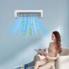 Portable Wall Mounted Airs Conditioners, No Drilling Kitchen Wall Air Conditioner Fan, 2025 New Plug in Air Conditioner, Wall Mounted Fan, for Kitchen, Bedroom, Office (Blue)
