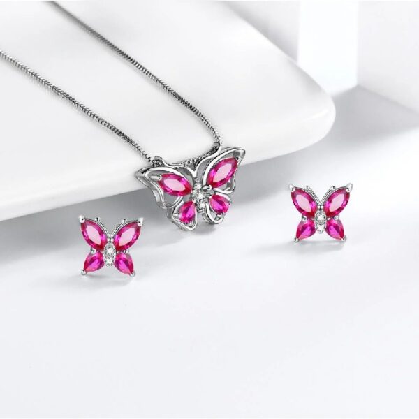 Purple Butterfly Jewelry Amethyst February Birthstone Jewelry Set Fine Necklace/Earrings 925 Sterling Silver Women Birthday Mother's Day Gifts