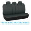 PolyPro Car Seat Covers Full Set in Charcoal on Black – Front and Rear Split Bench for Cars, Easy to Install Cover Set, Accessories Auto Trucks Van SUV