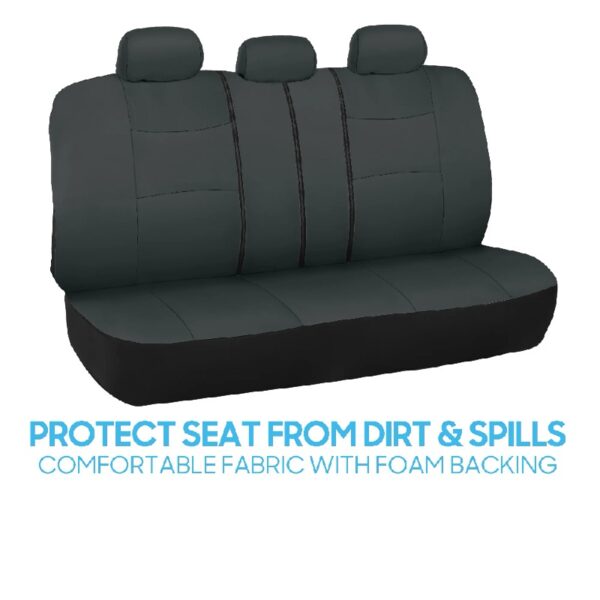PolyPro Car Seat Covers Full Set in Charcoal on Black – Front and Rear Split Bench for Cars, Easy to Install Cover Set, Accessories Auto Trucks Van SUV