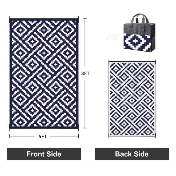 6'x 9' Outdoor Rug Plastic Waterproof Outside Foldable Mat UV Resistant Patio RV Deck Carpet,Black Brown
