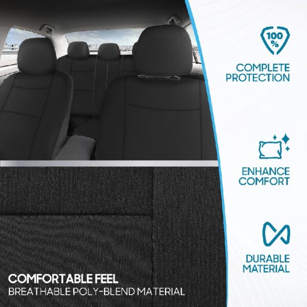 PolyPro Car Seat Covers Full Set in Charcoal on Black – Front and Rear Split Bench for Cars, Easy to Install Cover Set, Accessories Auto Trucks Van SUV
