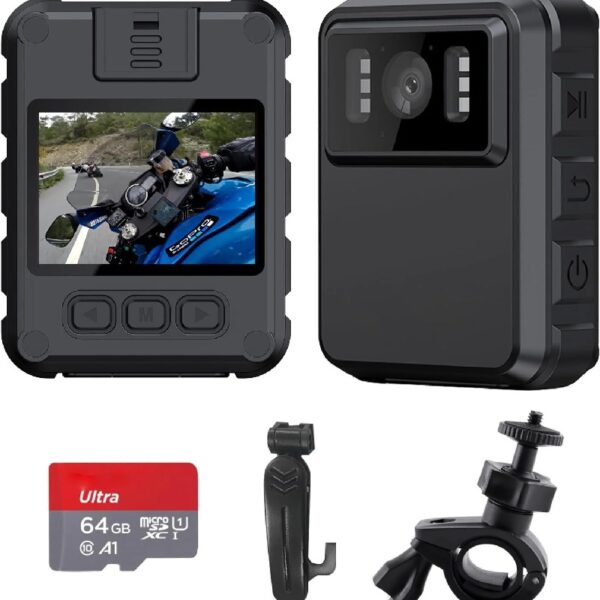 Police Body Cameras with Audio and Video Recording, Body Mounted Video Camera Built-in 64GB, Personal Wearable Cam with 2.0” Screen, Night Vision, IP65, for Police Law Enforcement, Security(No Wifi)