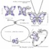 Purple Butterfly Jewelry Amethyst February Birthstone Jewelry Set Fine Necklace/Earrings 925 Sterling Silver Women Birthday Mother's Day Gifts