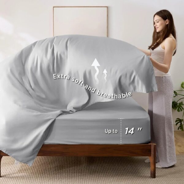 Light Purple Queen Comforter Set - 7 Pieces Reversible Queen Bed in a Bag, Queen Bed Set Light Purple and Grey with Comforters, Sheets, Pillowcases & Shams