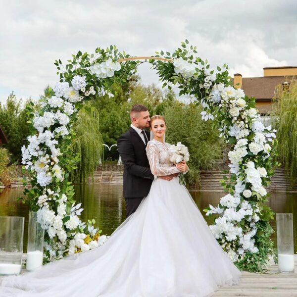 7.2FT Round Aluminum Alloy Backdrop Stand Balloon Arch Kit for Weddings Birthdays Graduations Photo Background