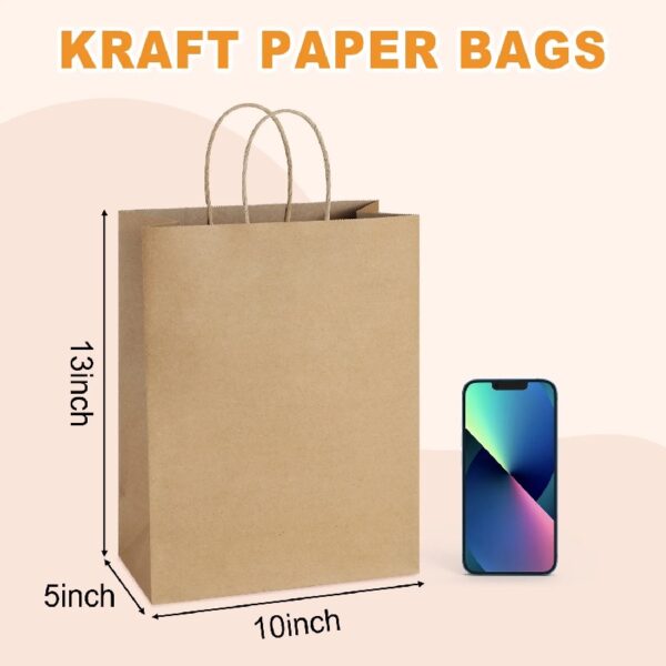 BagDream Brown Paper Gift Bags with Handles Kraft Paper Shopping Bags for Business, Shopping, Grocery, Retail, Birthday Party, Merchandise, 10x5x13, 100 Pack