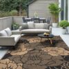 6'x 9' Outdoor Rug Plastic Waterproof Outside Foldable Mat UV Resistant Patio RV Deck Carpet,Black Brown
