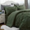 Dorm Bedding Twin Comforter Set - 5 Pieces Pintuck Bed in A Bag with Comforters, Sheets, Pillowcases & Shams