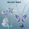 Purple Butterfly Jewelry Amethyst February Birthstone Jewelry Set Fine Necklace/Earrings 925 Sterling Silver Women Birthday Mother's Day Gifts