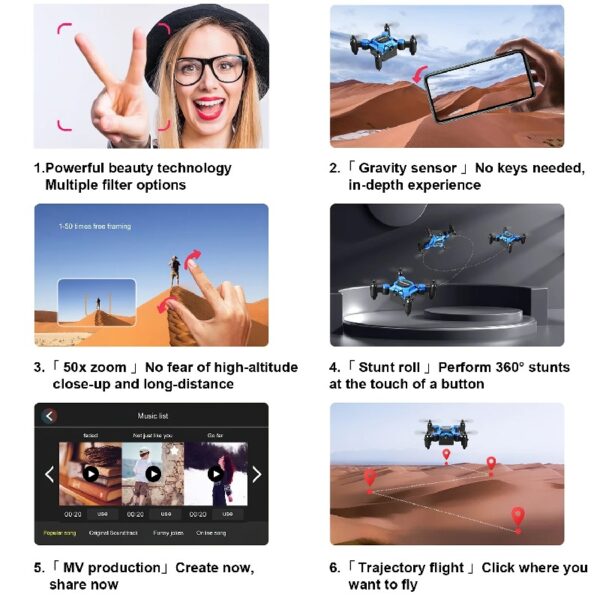 4K Foldable Mini Drone for Kids, Drone with Camera, Portable RC Quadcopter with Altitude Hold 3D Flips and Headless Mode Easy to Fly