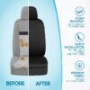 PolyPro Car Seat Covers Full Set in Charcoal on Black – Front and Rear Split Bench for Cars, Easy to Install Cover Set, Accessories Auto Trucks Van SUV