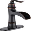 Kede Waterfall Faucet Bathroom Faucet Single Handle One Hole Oil Rubbed Bronze Finish Large Spout Lavatory Faucets (ORB2)
