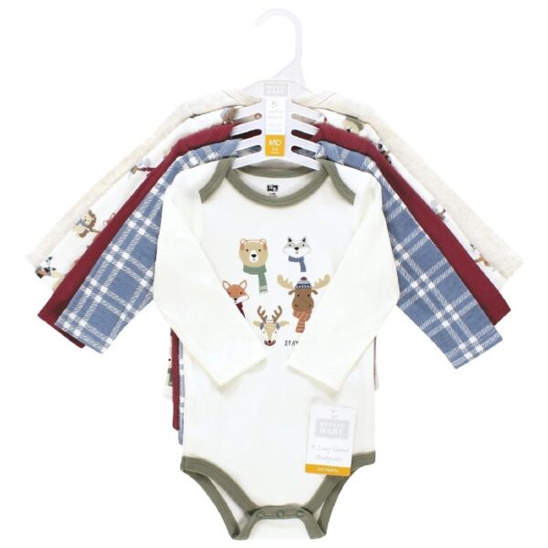 Cotton Long-Sleeve Bodysuits, 5-Pack, Newborn- 24 Months