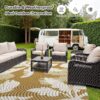 Outdoor Rug Carpet 5'x8' Waterproof Reversible Patio Rug Portable Indoor Outdoor Rug Plastic Straw Rug for Beach RV Camping Garden Picnic Deck Backyard Porch Decor Black