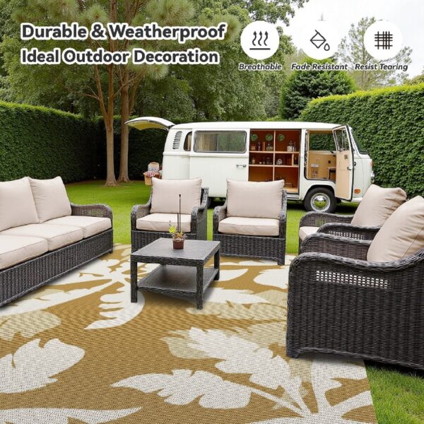 Outdoor Rug Carpet 5'x8' Waterproof Reversible Patio Rug Portable Indoor Outdoor Rug Plastic Straw Rug for Beach RV Camping Garden Picnic Deck Backyard Porch Decor Black