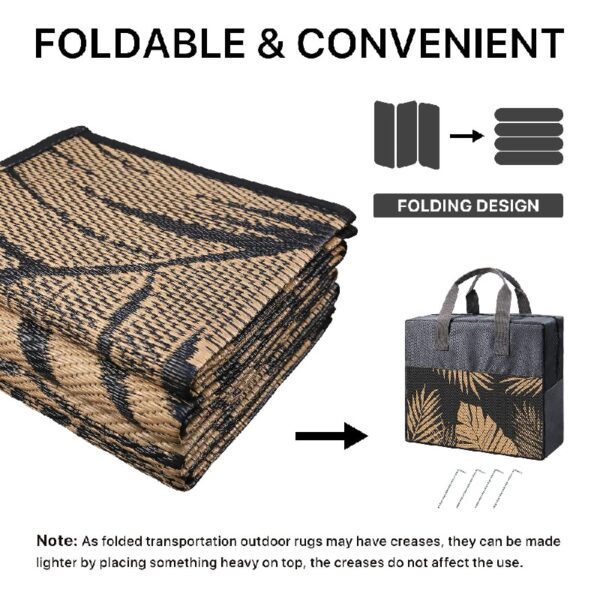 6'x9' Outdoor Rugs Patio Waterproof Outside Mat Reversible Plastic Camping Carpet,Black & Brown