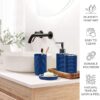 Bathroom Accessories Sets 6 Piece Bath Ensemble Includes Soap Dispenser, Toothbrush Holder, Toothbrush Cup, Soap Dish for Decorative Countertop and Housewarming Gift, Dark Blue