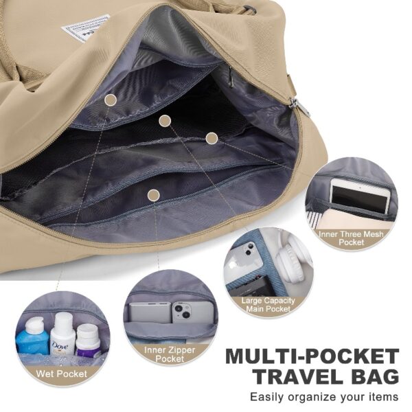 1b60cba24c0b4bf8989db32d0176b76b Weekender Bags for Women, Travel Duffel Bags with Shoe Compartment,Personal Item Travel Bag for Airlines, Carry on Overnight Tote Bag for women,Beige&Brown