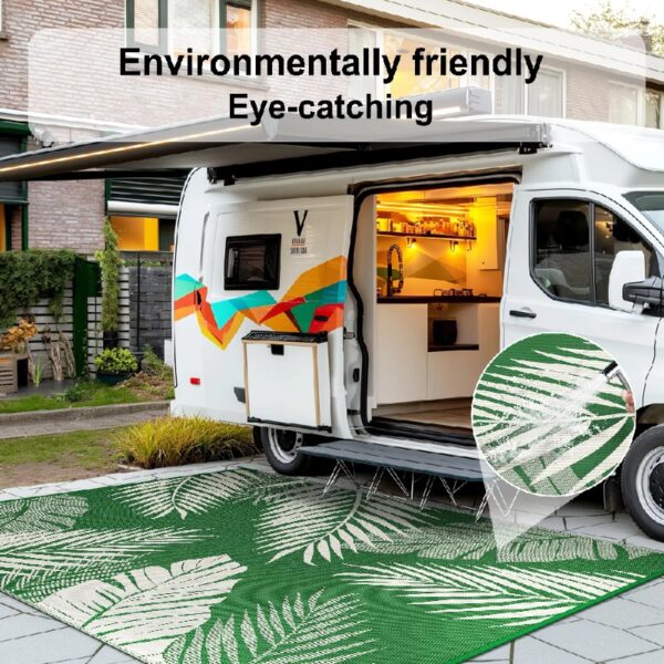 6'x9' Outdoor Rugs Patio Waterproof Outside Mat Reversible Plastic Camping Carpet,Black & Brown