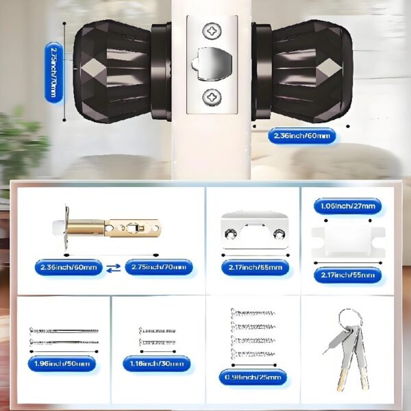 Smart Door Knob, Keyless Smart Door Lock Smart Deadbolt with App Control & Fingerprint & 2 Keys,Electronic Door Lock for Home, Apartment, Office,Bronze
