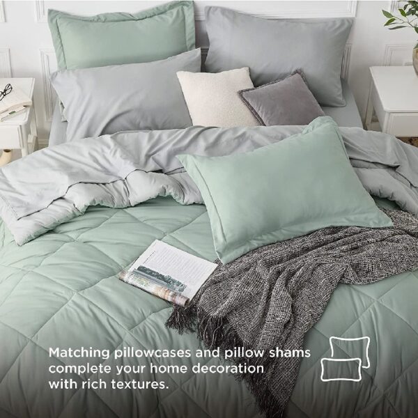 Light Purple Queen Comforter Set - 7 Pieces Reversible Queen Bed in a Bag, Queen Bed Set Light Purple and Grey with Comforters, Sheets, Pillowcases & Shams